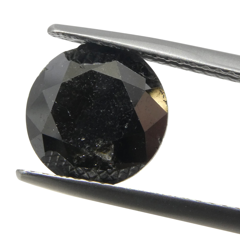 4.37ct Round Brilliant Cut Black Diamond - Skyjems Wholesale Gemstones