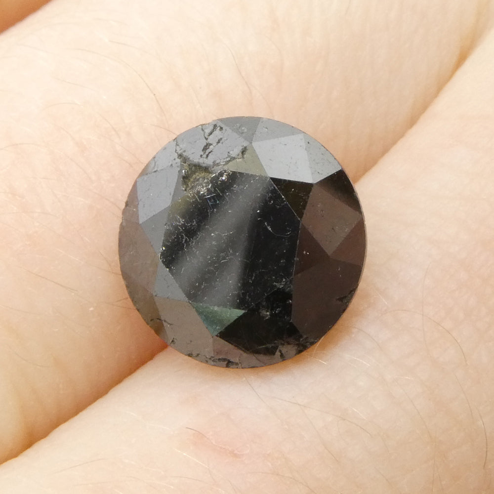 4.37ct Round Brilliant Cut Black Diamond - Skyjems Wholesale Gemstones