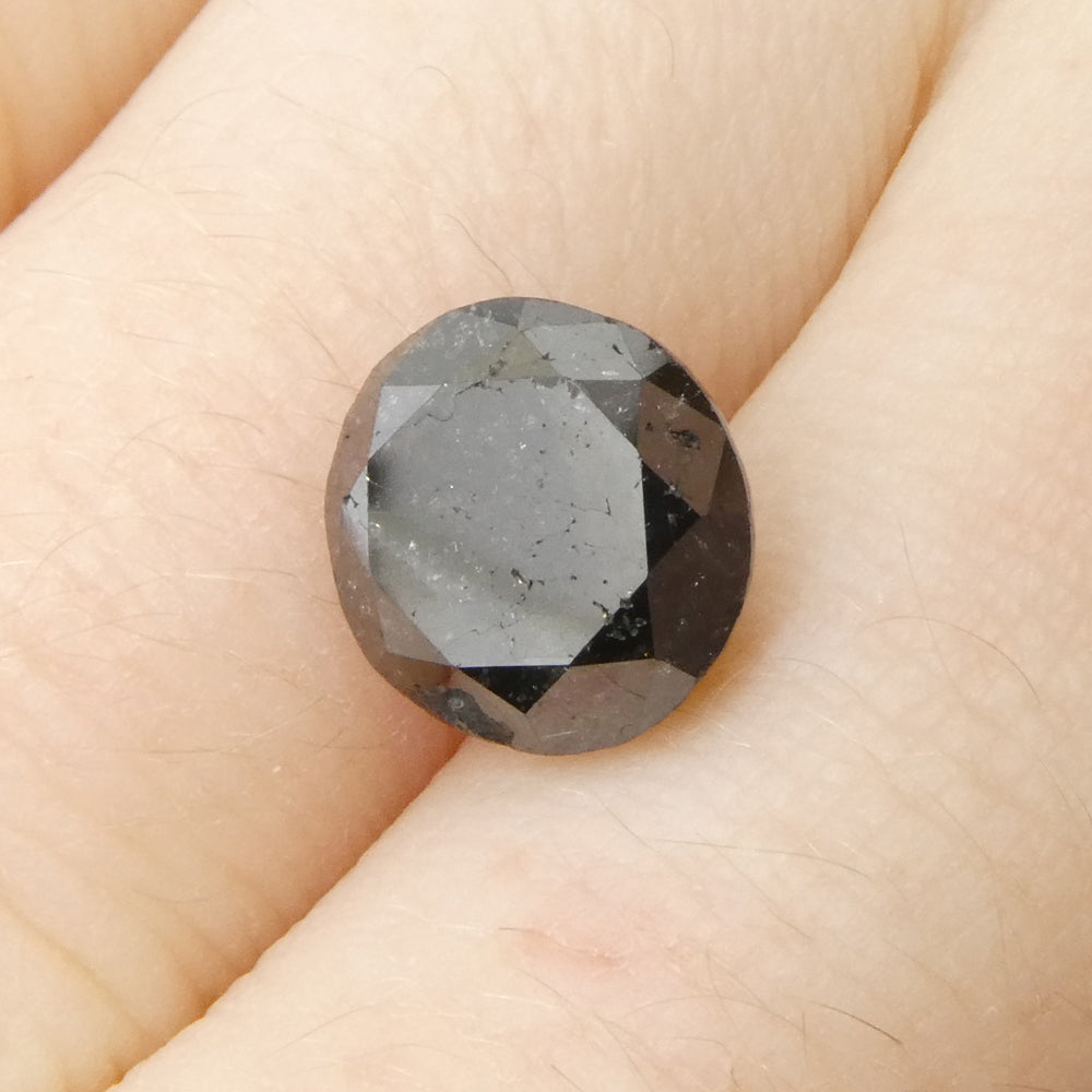 3.83ct Black Round Brilliant Diamond from SkyJems, premium Canadian fancy black single stone for fine jewelry