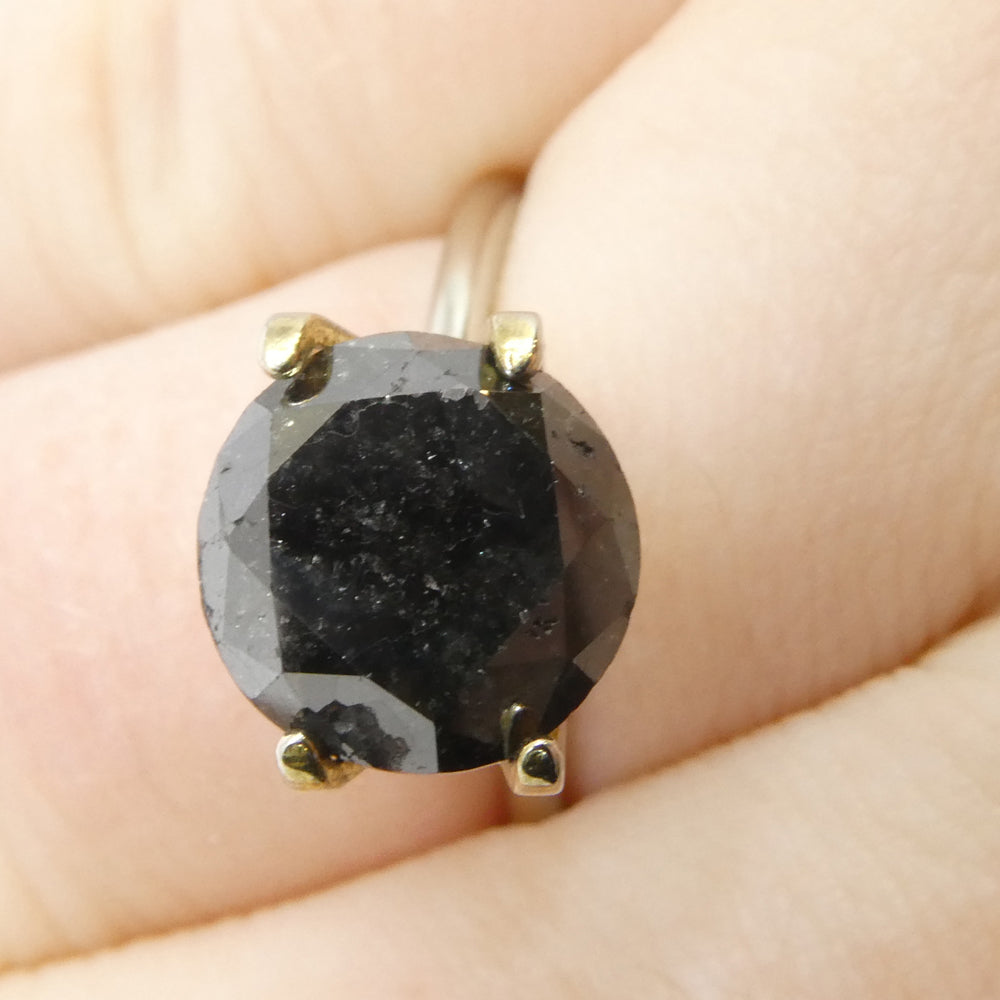 3.83ct Black Round Brilliant Diamond from SkyJems, premium Canadian fancy black single stone gem