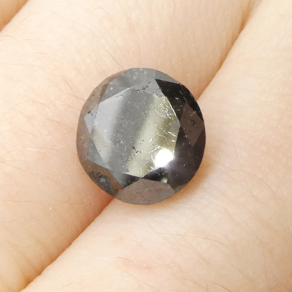 3.83ct Round Brilliant Black Diamond from SkyJems, premium Canadian fancy black diamond single stone with exceptional cut