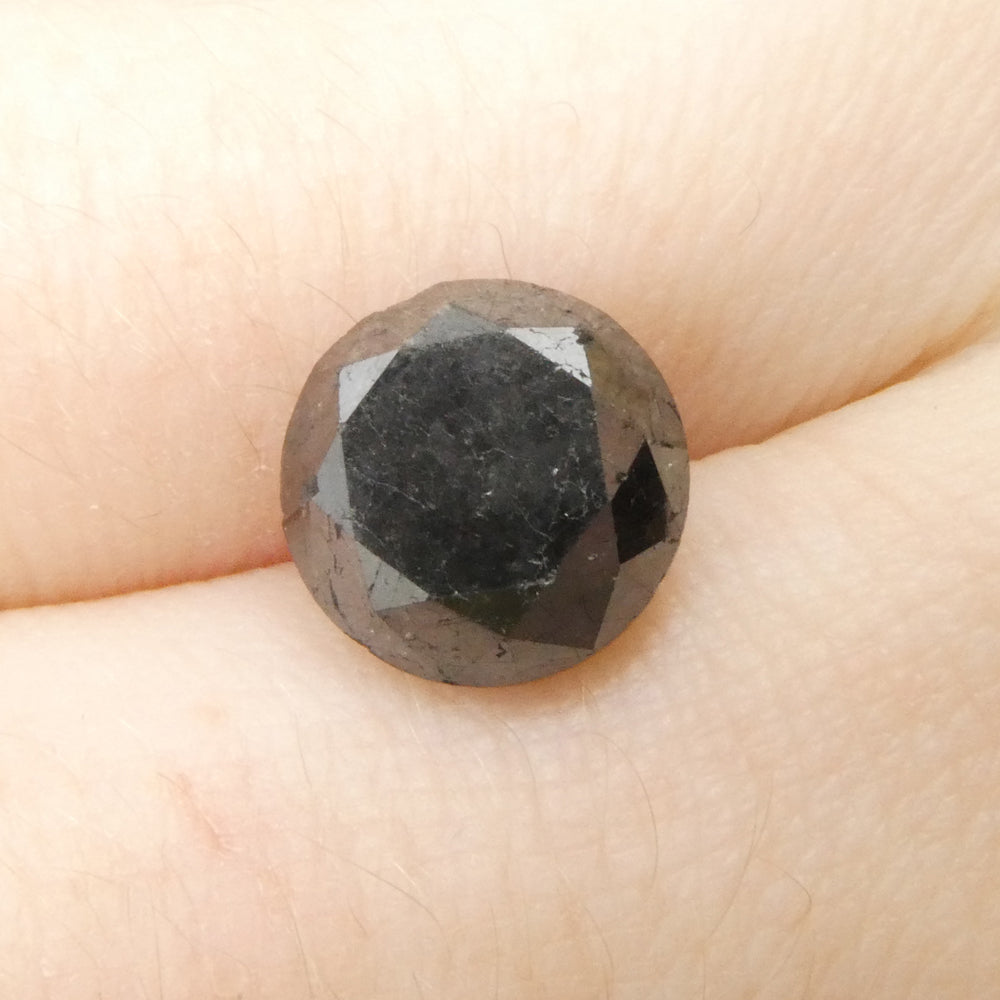 4.3ct Round Brilliant Black Diamond from SkyJems, premium Canadian fancy black diamond in classic round cut