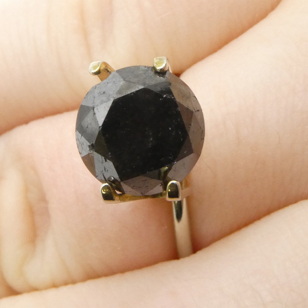4.3ct Round Brilliant Black Diamond from SkyJems, premium Canadian fancy black diamond in classic round cut