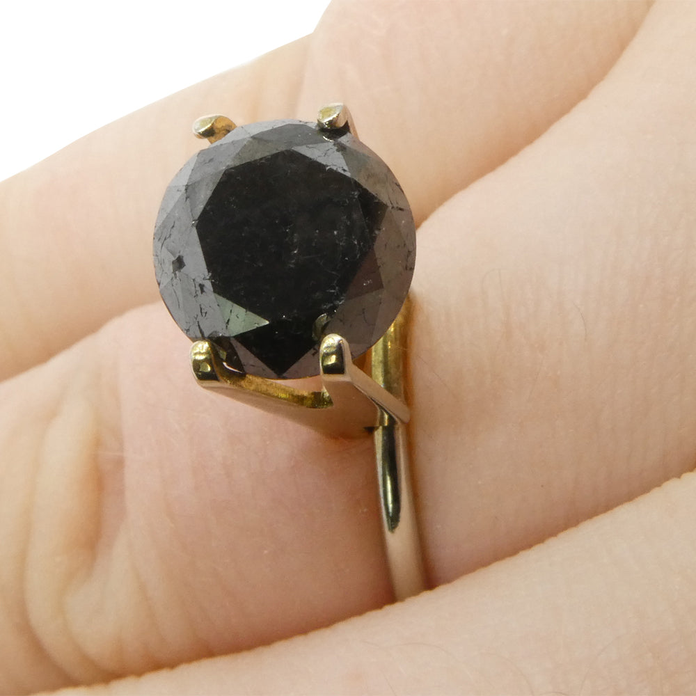 4.3ct Round Brilliant Black Diamond from SkyJems, premium Canadian fancy black diamond, elegant single stone