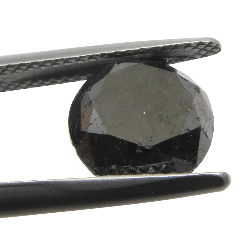 4.3ct Round Brilliant Black Diamond from SkyJems, premium Canadian fancy black diamond, elegant single stone