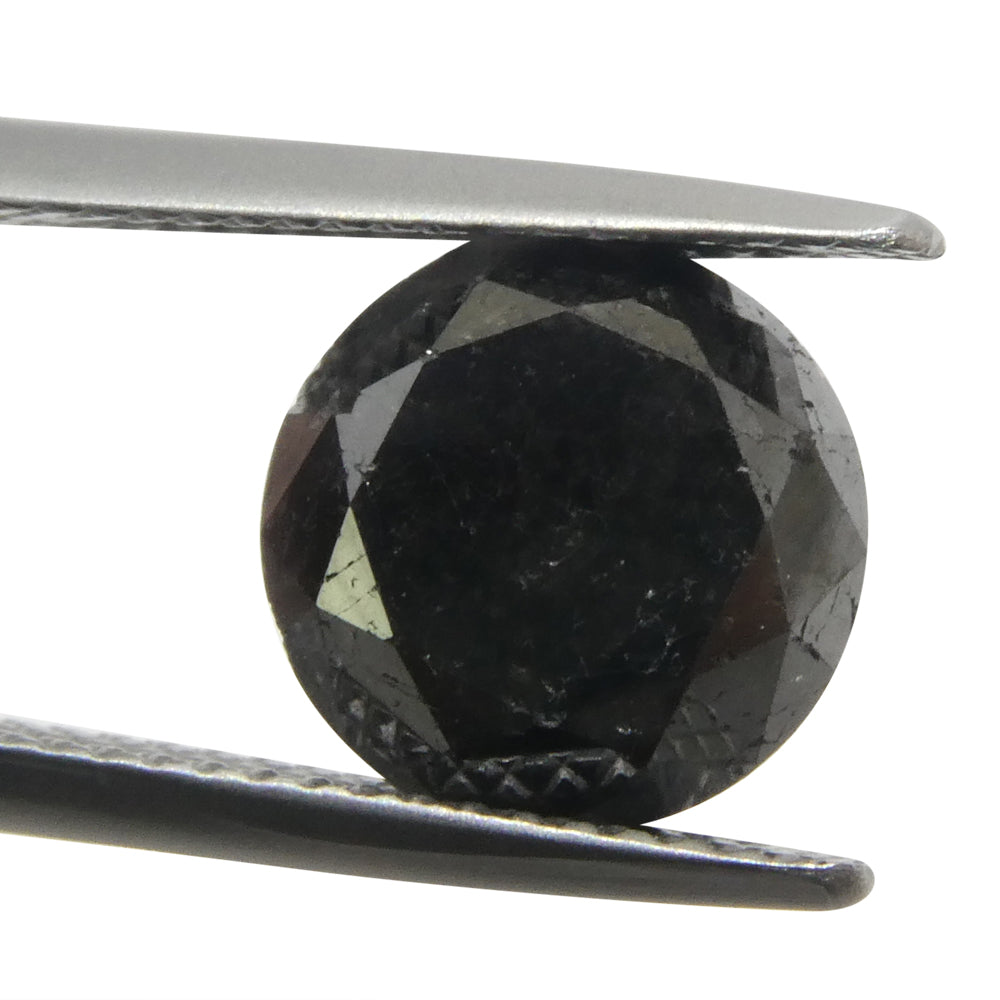 4.3ct Round Brilliant Black Diamond from SkyJems, premium Canadian fancy black diamond in classic round cut