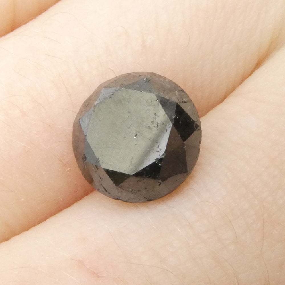 4.3ct Round Brilliant Black Diamond from SkyJems, premium Canadian fancy black diamond in classic round cut