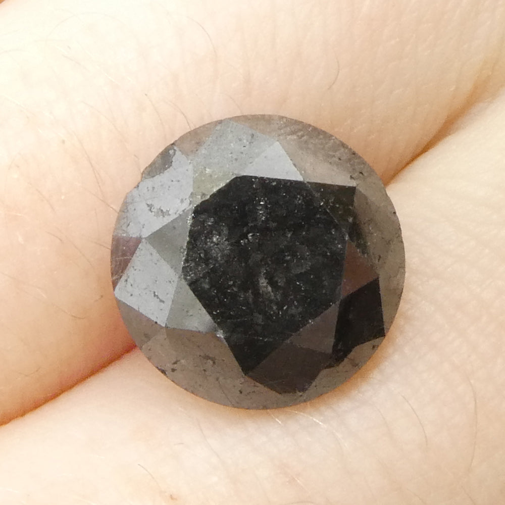 6.04ct Round Brilliant Cut Black Diamond - Skyjems Wholesale Gemstones