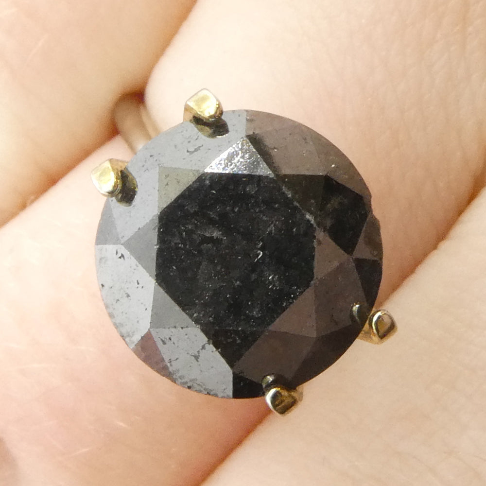 SkyJems 6.04ct Round Brilliant Black Diamond, Canadian luxury gemstone, rare fancy dark stone for fine jewelry