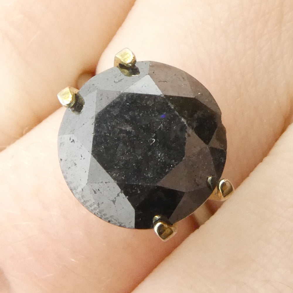 6.04ct Round Brilliant Cut Black Diamond - Skyjems Wholesale Gemstones