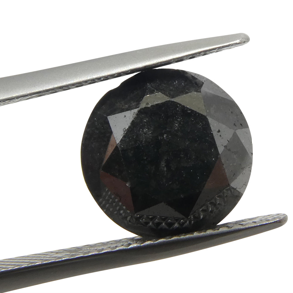 6.04ct Round Brilliant Cut Black Diamond - Skyjems Wholesale Gemstones