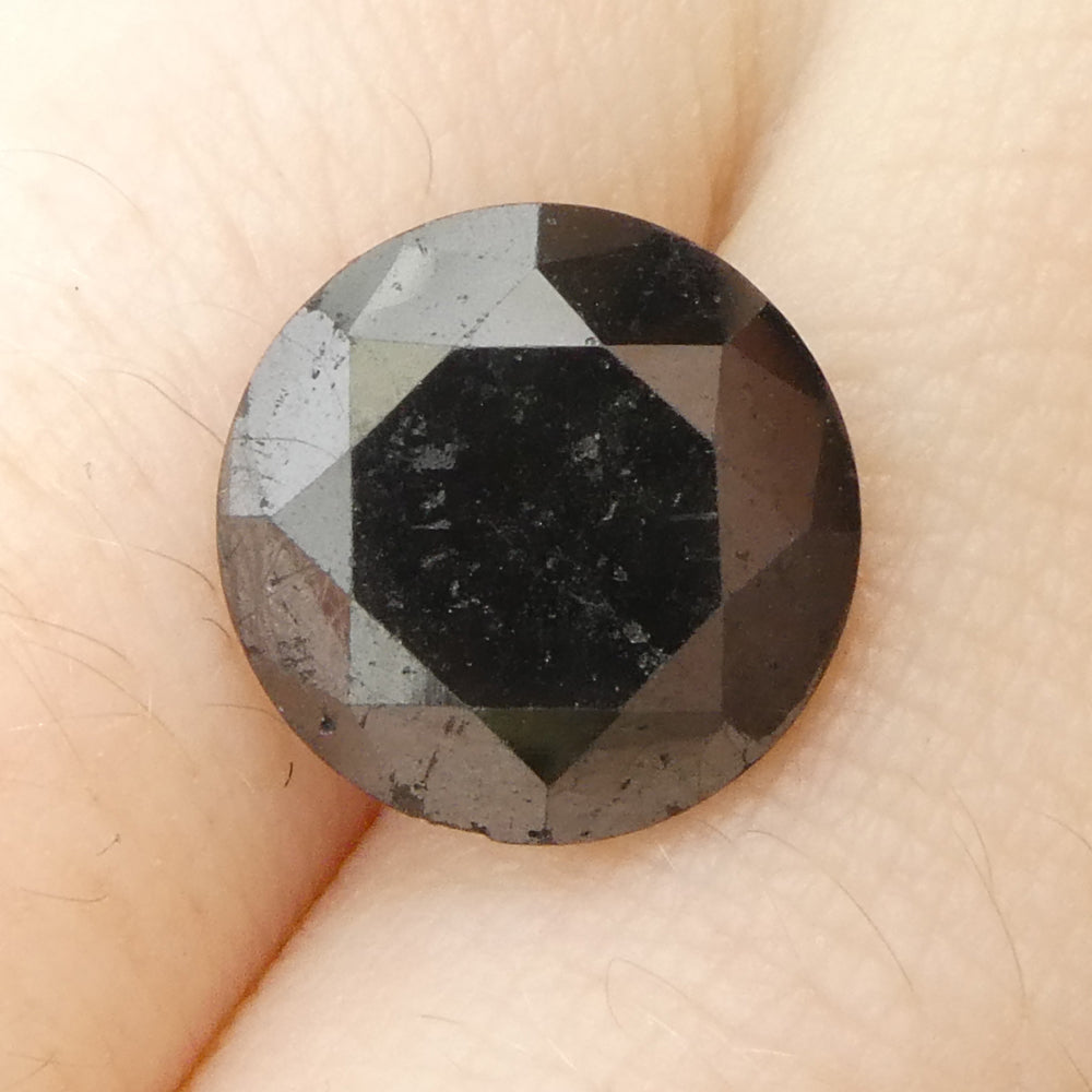 3.79ct Round Brilliant Cut Black Diamond - Skyjems Wholesale Gemstones