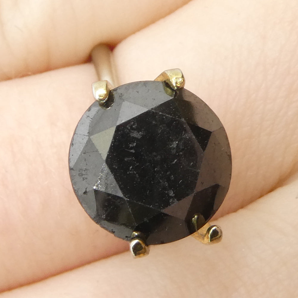 3.79ct Round Brilliant Black Diamond from SkyJems, premium Canadian fancy black diamond in classic round cut