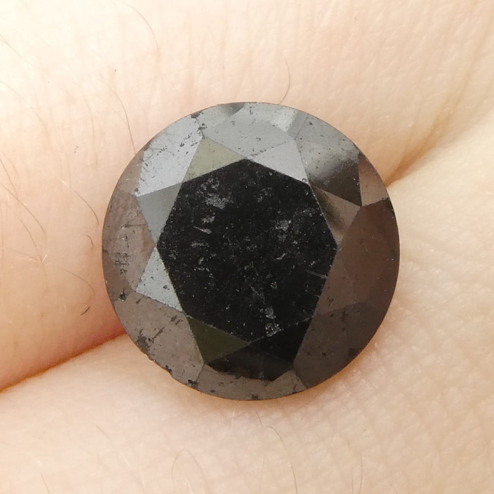 3.79ct Round Brilliant Cut Black Diamond - Skyjems Wholesale Gemstones