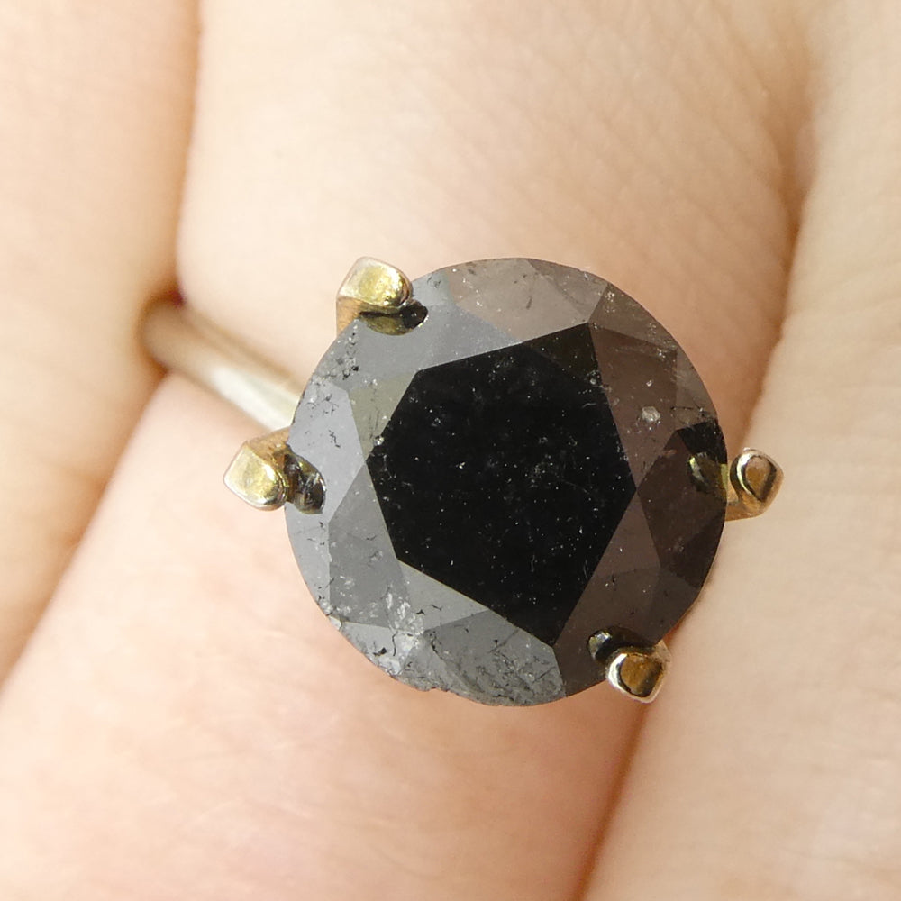 3.7ct Round Brilliant Black Diamond from SkyJems, premium Canadian fancy-color single stone in deep noir elegance