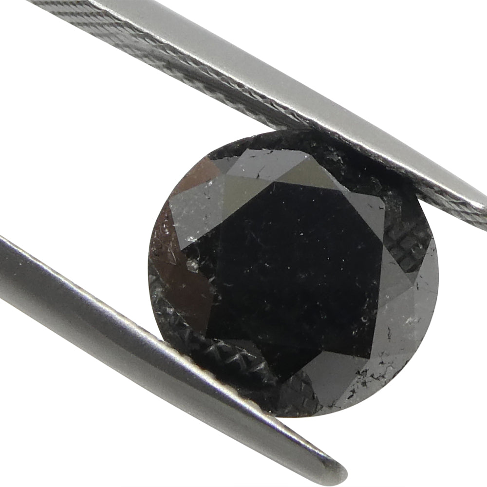 3.7ct Round Brilliant Black Diamond from SkyJems, premium Canadian fancy black diamond single stone, elegant jewelry gem