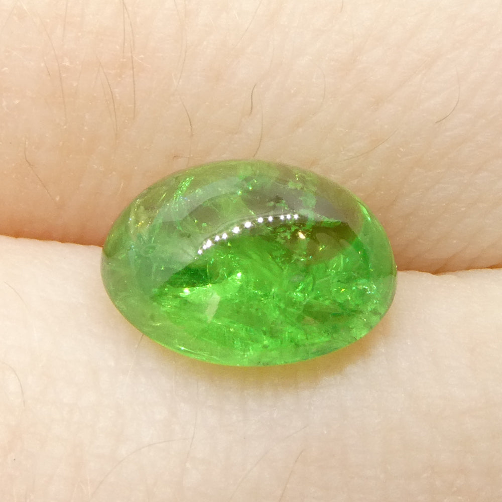 2.84ct Oval Cabochon Green Tsavorite Garnet from Kenya, Unheated - Skyjems Wholesale Gemstones