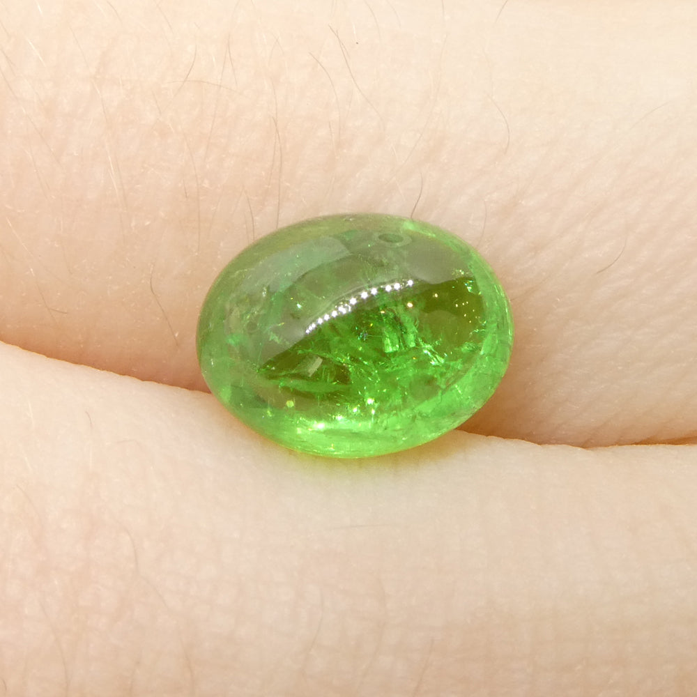 2.84ct Oval Cabochon Green Tsavorite Garnet from Kenya, Unheated - Skyjems Wholesale Gemstones