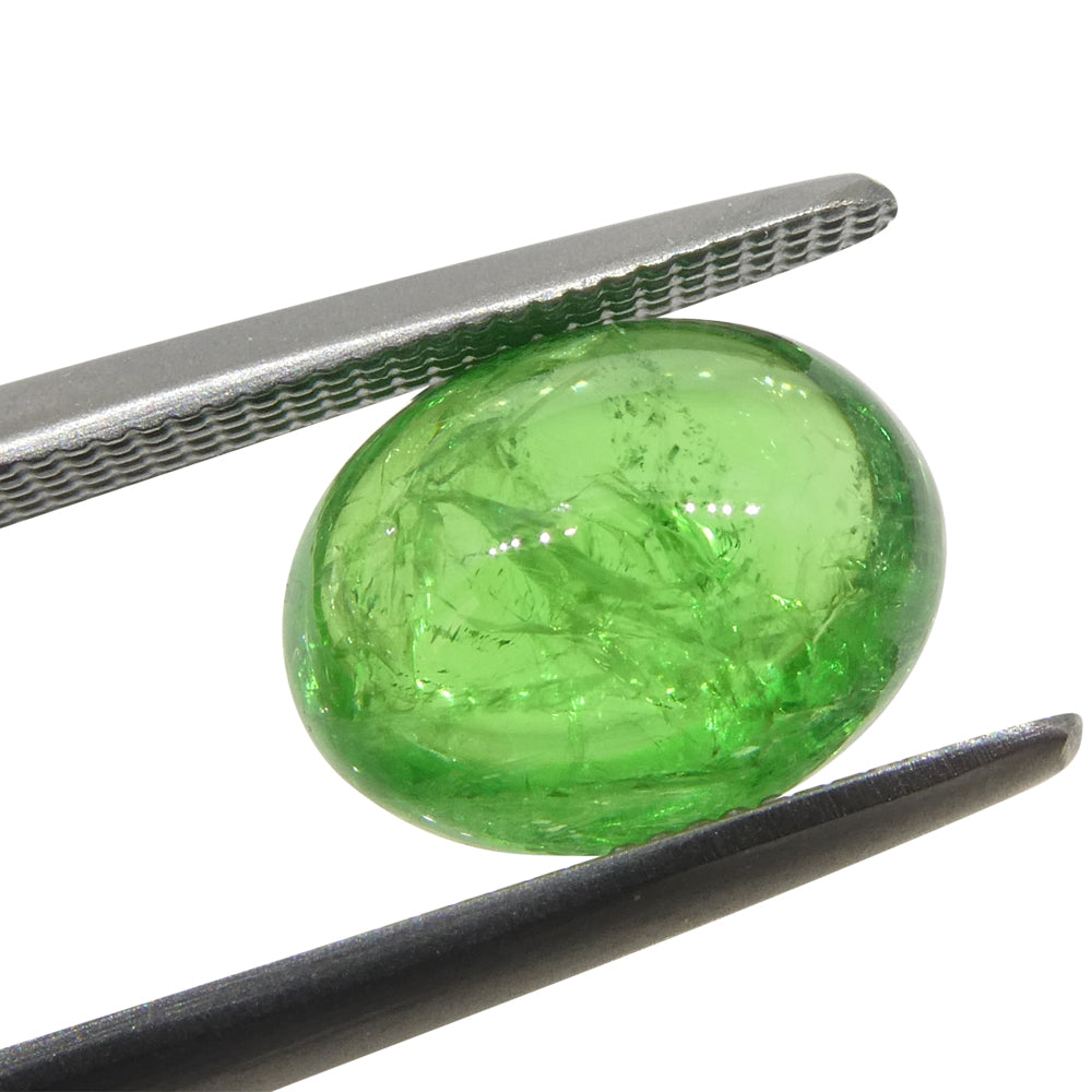 2.84ct Oval Cabochon Green Tsavorite Garnet from Kenya, Unheated - Skyjems Wholesale Gemstones