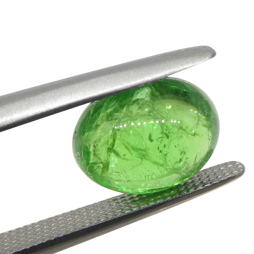 2.84ct Oval Cabochon Green Tsavorite Garnet from Kenya, Unheated - Skyjems Wholesale Gemstones