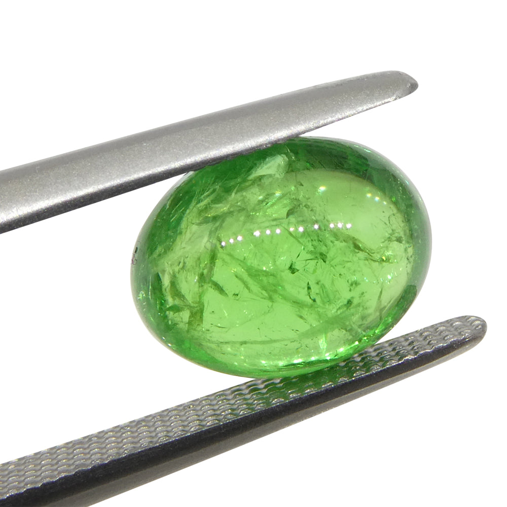 2.84ct Oval Cabochon Green Tsavorite Garnet from Kenya, Unheated - Skyjems Wholesale Gemstones