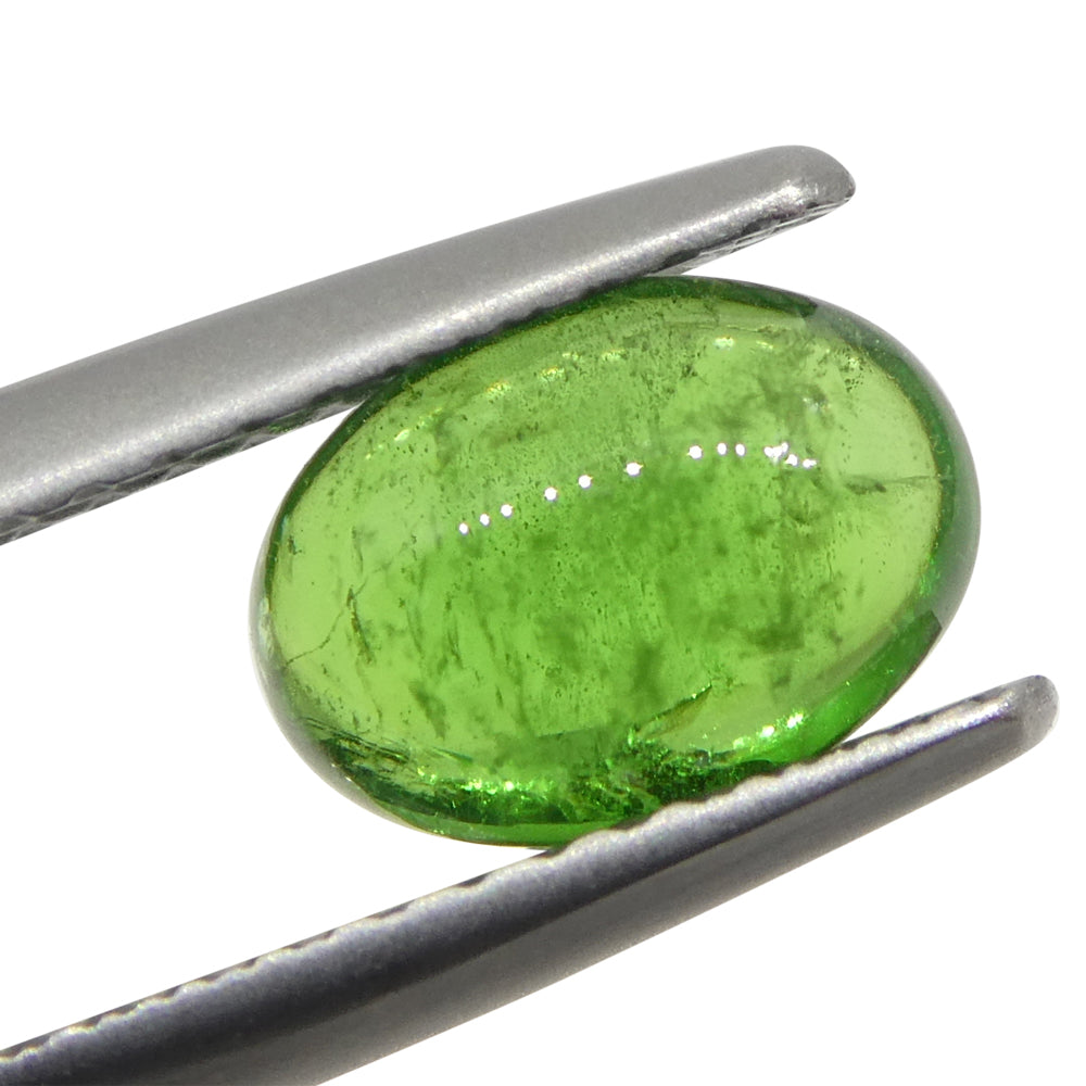 1.48ct Oval Cabochon Green Tsavorite Garnet from Kenya, Unheated - Skyjems Wholesale Gemstones