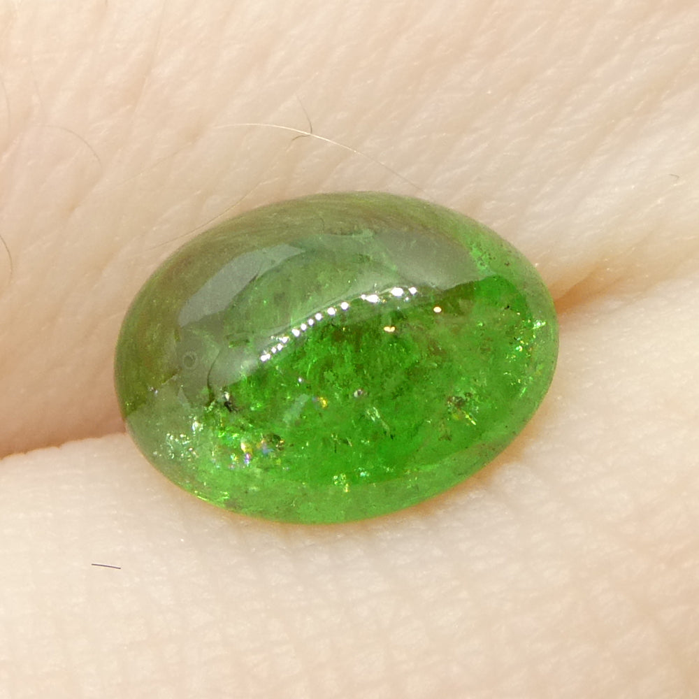 1.98ct Oval Cabochon Green Tsavorite Garnet from Kenya, Unheated - Skyjems Wholesale Gemstones