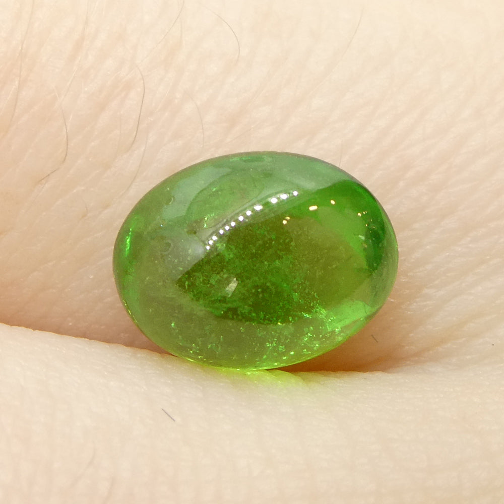 1.34ct Oval Cabochon Green Tsavorite Garnet from Kenya, Unheated - Skyjems Wholesale Gemstones