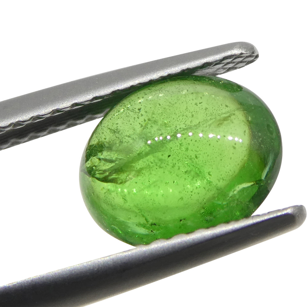 1.34ct Oval Cabochon Green Tsavorite Garnet from Kenya, Unheated - Skyjems Wholesale Gemstones