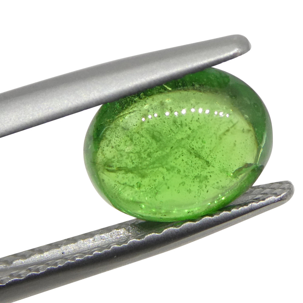 1.34ct Oval Cabochon Green Tsavorite Garnet from Kenya, Unheated - Skyjems Wholesale Gemstones