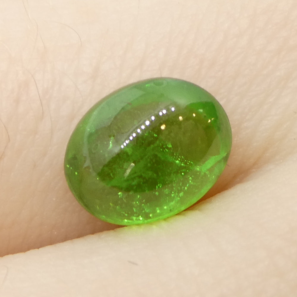 1.34ct Oval Cabochon Green Tsavorite Garnet from Kenya, Unheated - Skyjems Wholesale Gemstones