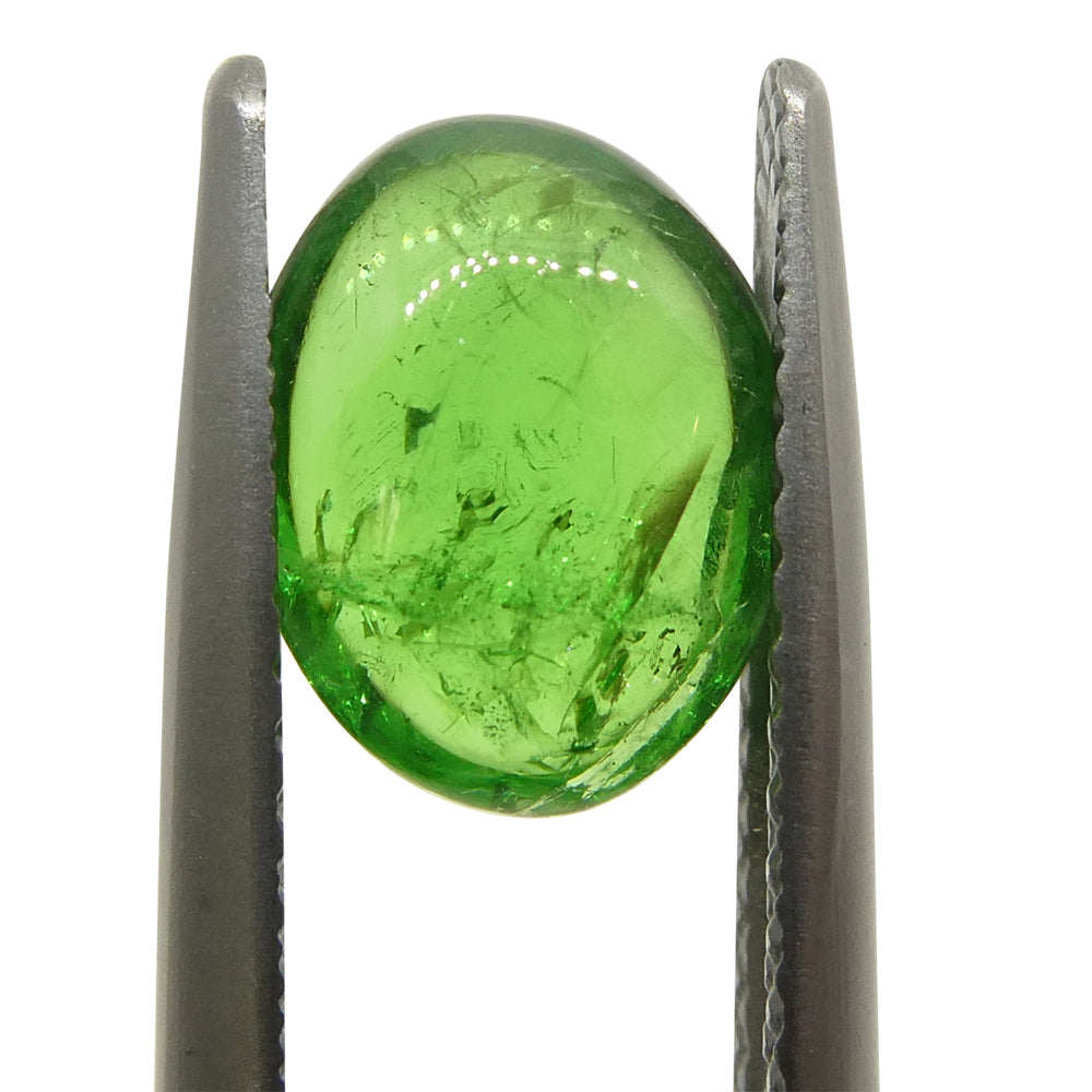 3.22ct Oval Cabochon Green Tsavorite Garnet from Kenya, Unheated - Skyjems Wholesale Gemstones