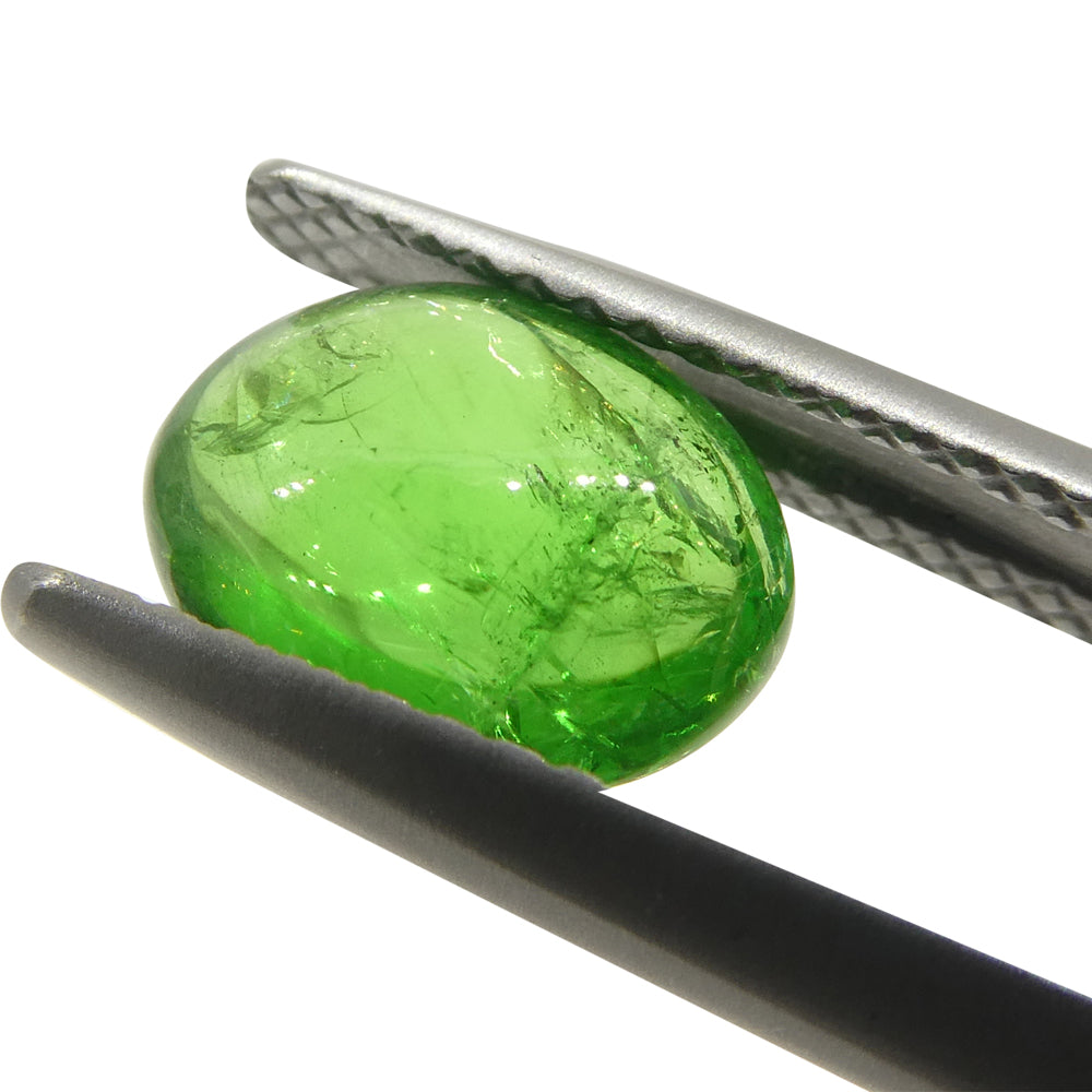 3.22ct Oval Cabochon Green Tsavorite Garnet from Kenya, Unheated - Skyjems Wholesale Gemstones