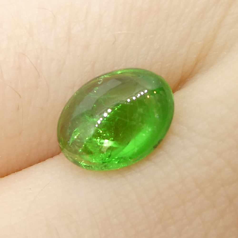 3.22ct Oval Cabochon Green Tsavorite Garnet from Kenya, Unheated - Skyjems Wholesale Gemstones