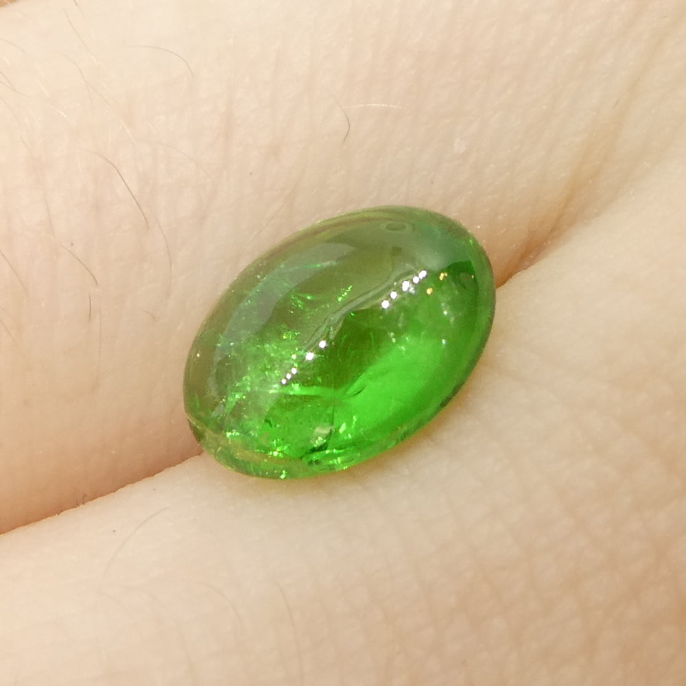 3.22ct Oval Cabochon Green Tsavorite Garnet from Kenya, Unheated - Skyjems Wholesale Gemstones