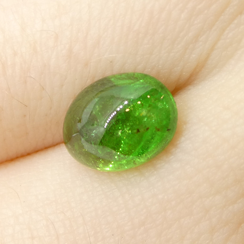 0.87ct Oval Cabochon Green Tsavorite Garnet from Kenya, Unheated - Skyjems Wholesale Gemstones