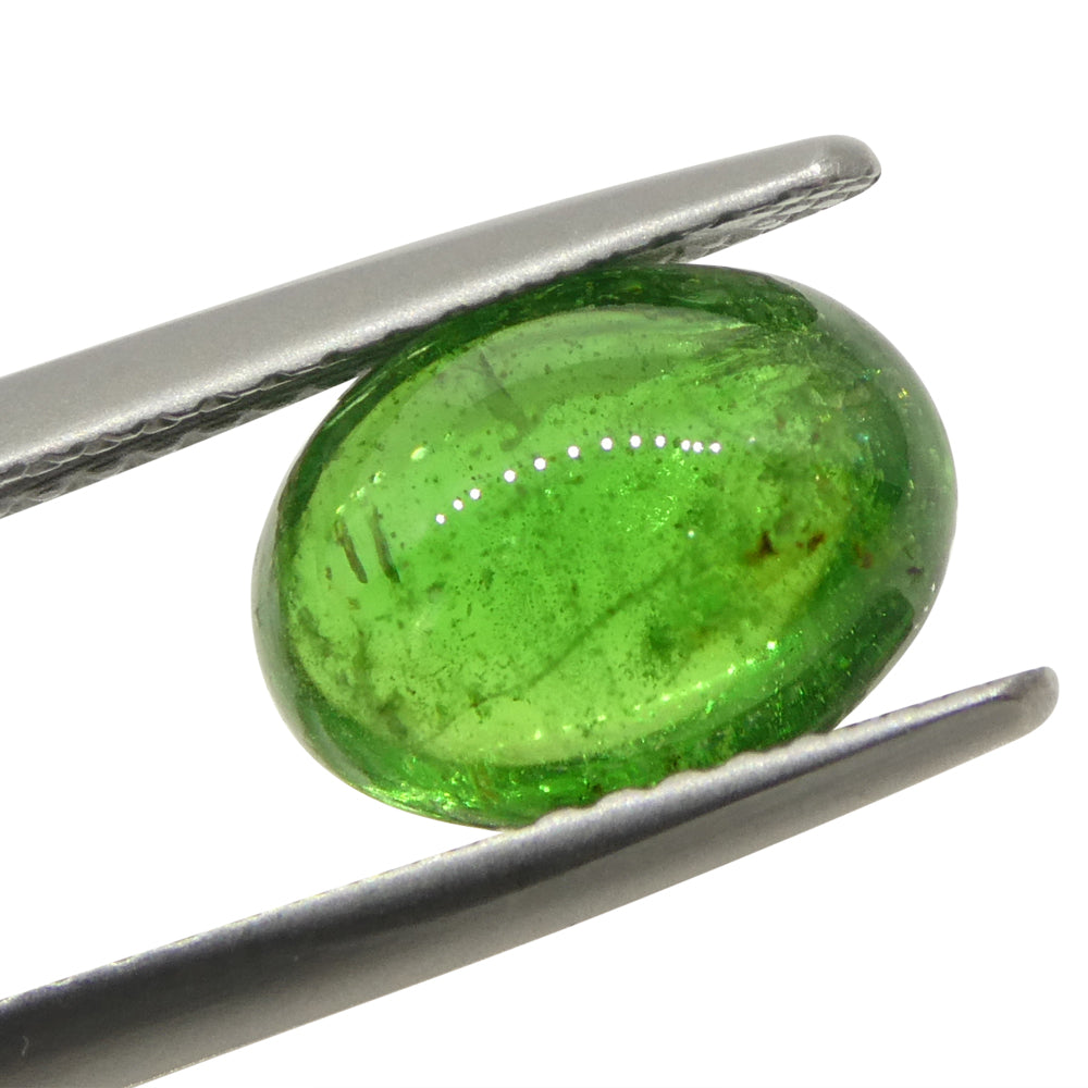 0.87ct Oval Cabochon Green Tsavorite Garnet from Kenya, Unheated - Skyjems Wholesale Gemstones