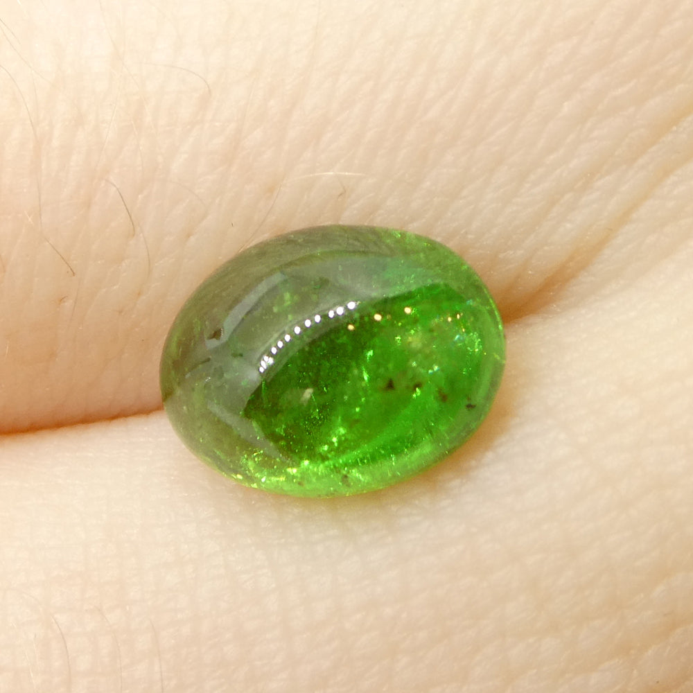 0.87ct Oval Cabochon Green Tsavorite Garnet from Kenya, Unheated - Skyjems Wholesale Gemstones