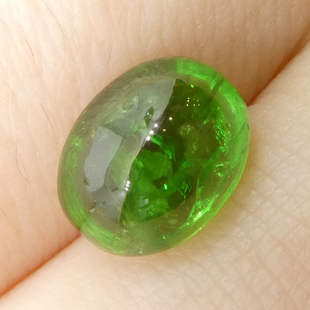 3.09ct Oval Cabochon Green Tsavorite Garnet from Kenya, Unheated - Skyjems Wholesale Gemstones