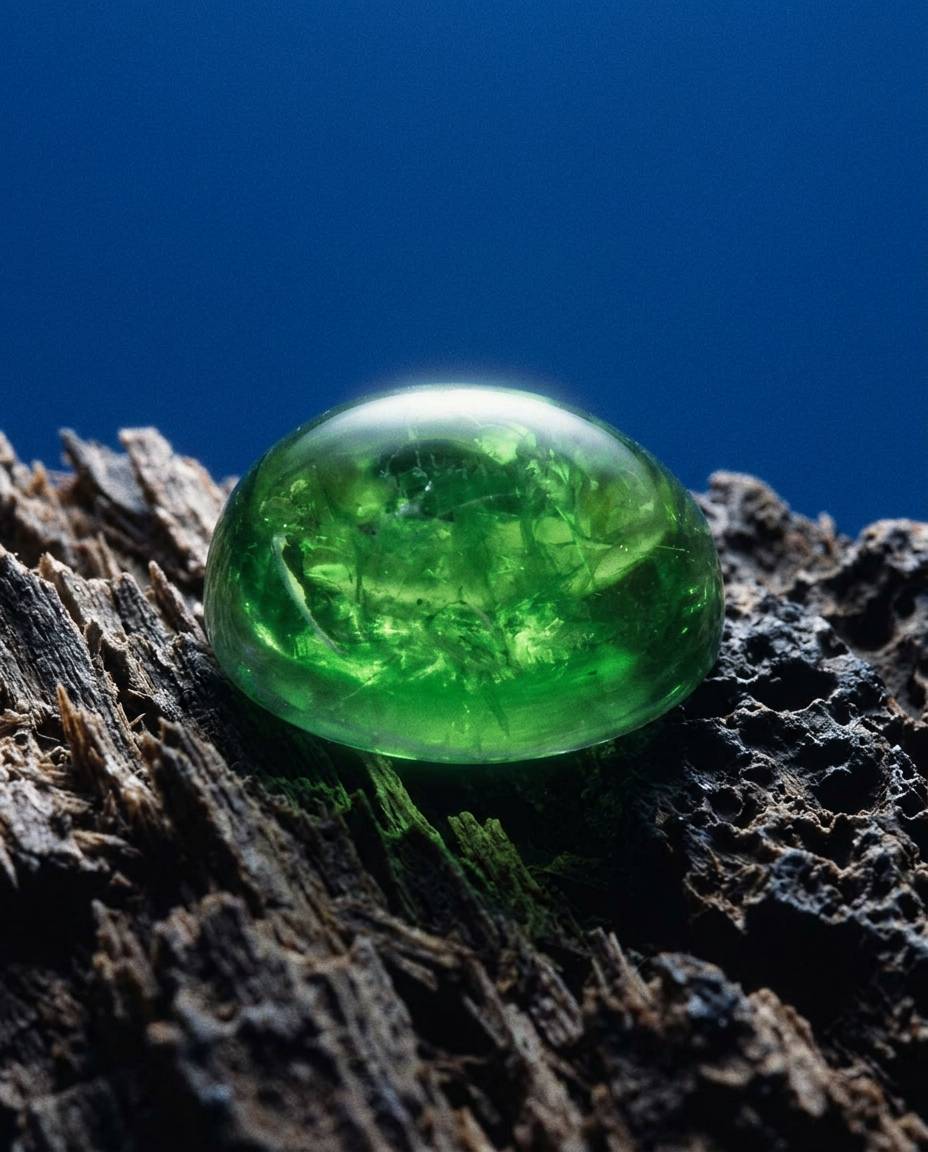 3.09ct Green Tsavorite Garnet Cabochon from Kenya - Unheated Premium Gemstone by SkyJems