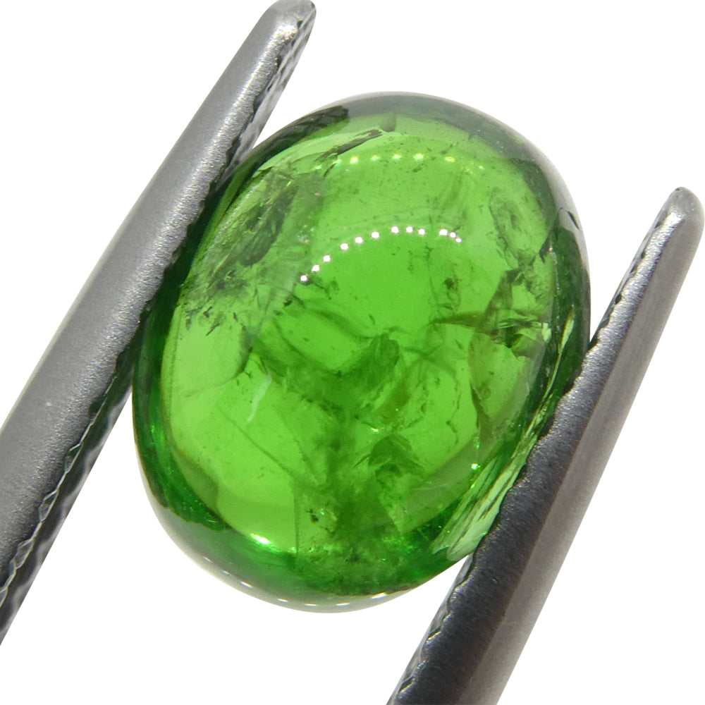 3.09ct Oval Cabochon Green Tsavorite Garnet from Kenya, Unheated - Skyjems Wholesale Gemstones