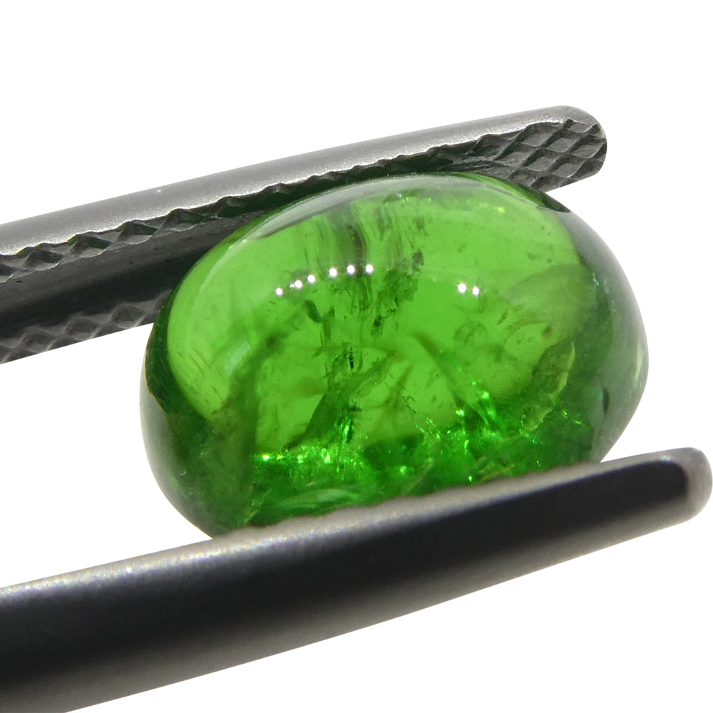 3.09ct Oval Cabochon Green Tsavorite Garnet from Kenya, Unheated - Skyjems Wholesale Gemstones