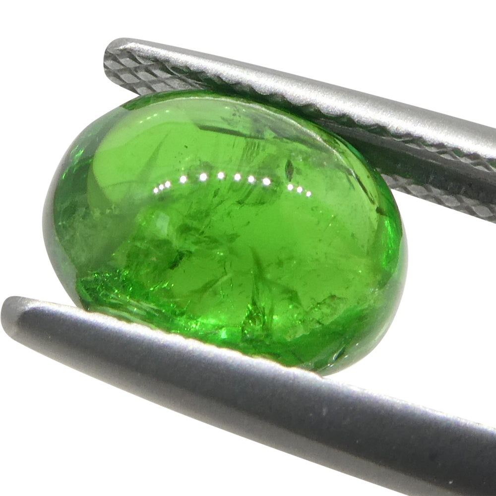 3.09ct Oval Cabochon Green Tsavorite Garnet from Kenya, Unheated - Skyjems Wholesale Gemstones