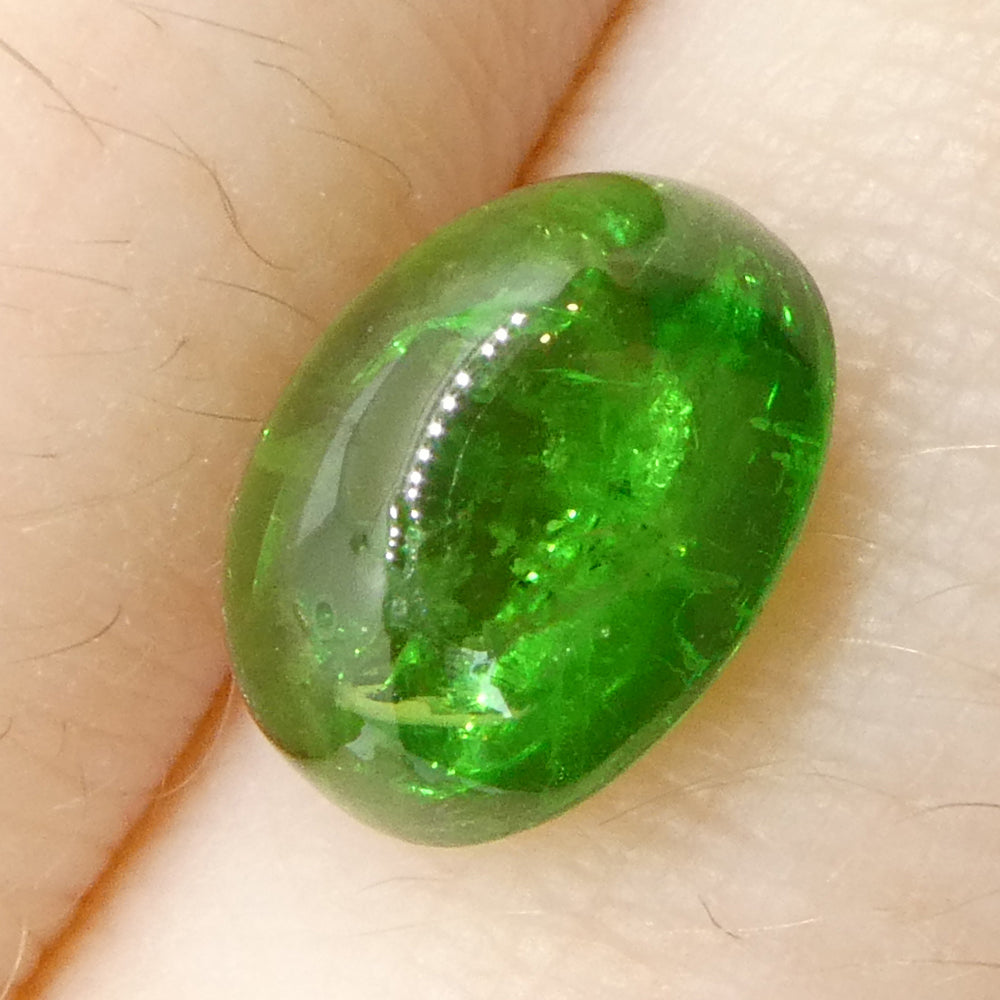 3.09ct Oval Cabochon Green Tsavorite Garnet from Kenya, Unheated - Skyjems Wholesale Gemstones