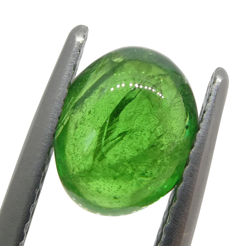 1.69ct Oval Cabochon Green Tsavorite Garnet from Kenya, Unheated - Skyjems Wholesale Gemstones