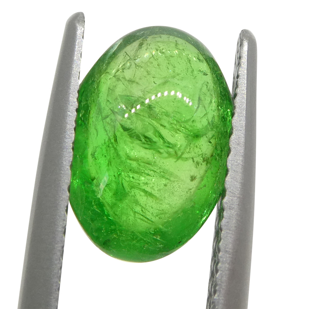 2.22ct Oval Cabochon Green Tsavorite Garnet from Kenya, Unheated - Skyjems Wholesale Gemstones