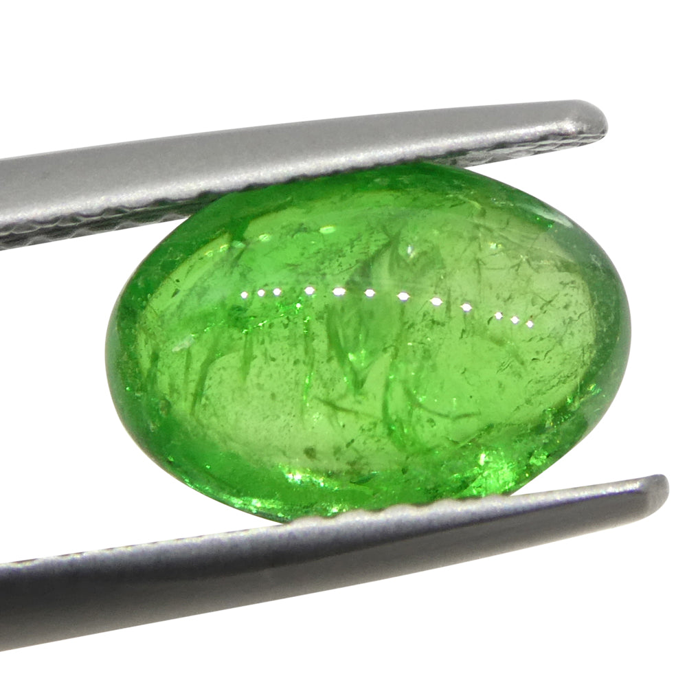 2.22ct Oval Cabochon Green Tsavorite Garnet from Kenya, Unheated - Skyjems Wholesale Gemstones