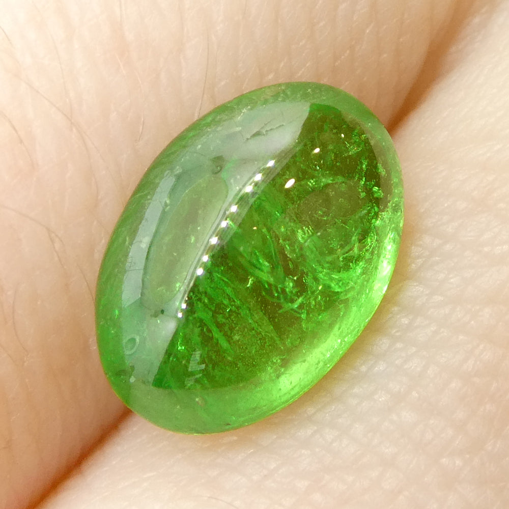 2.22ct Oval Cabochon Green Tsavorite Garnet from Kenya, Unheated - Skyjems Wholesale Gemstones