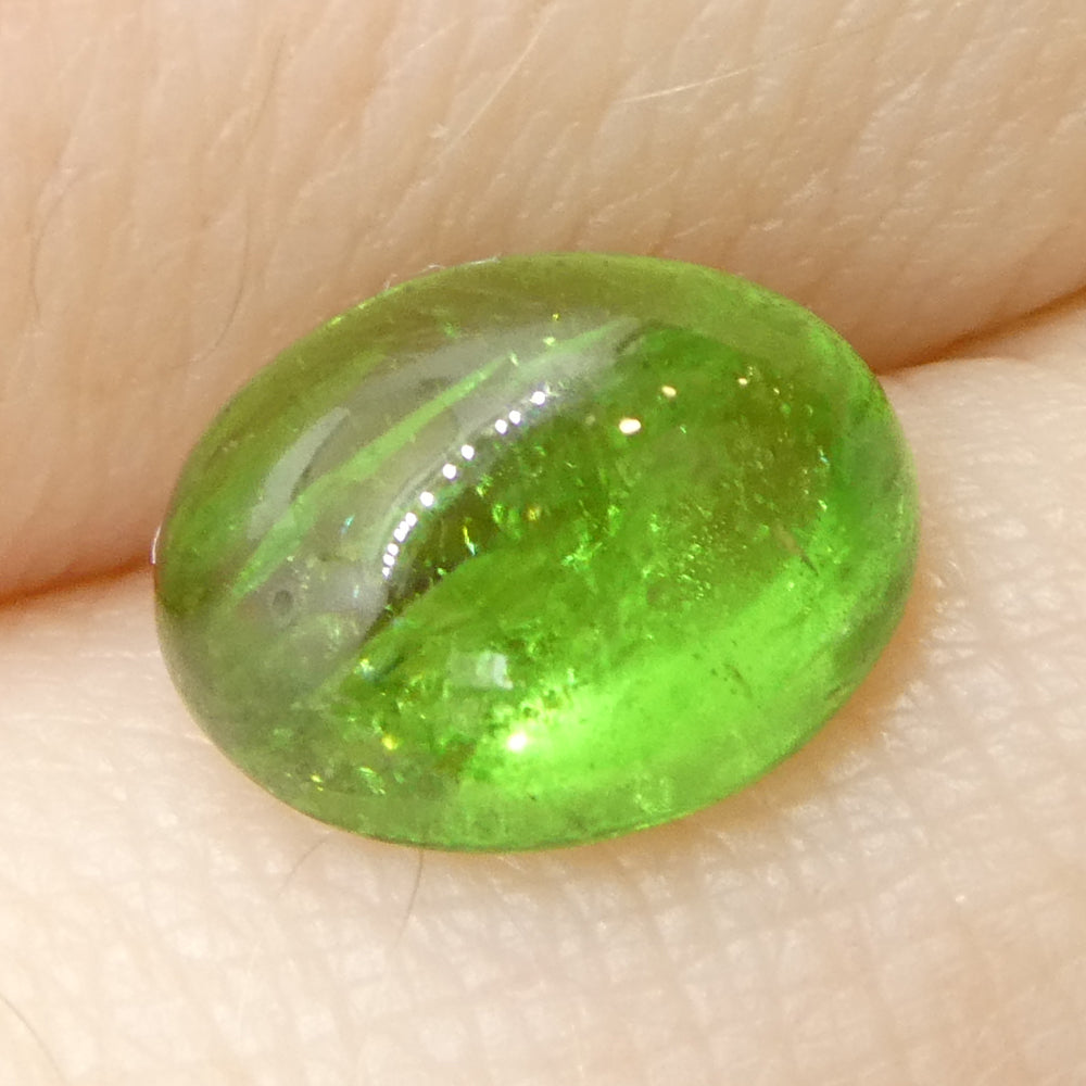 2.06ct Oval Cabochon Green Tsavorite Garnet from Kenya, Unheated - Skyjems Wholesale Gemstones