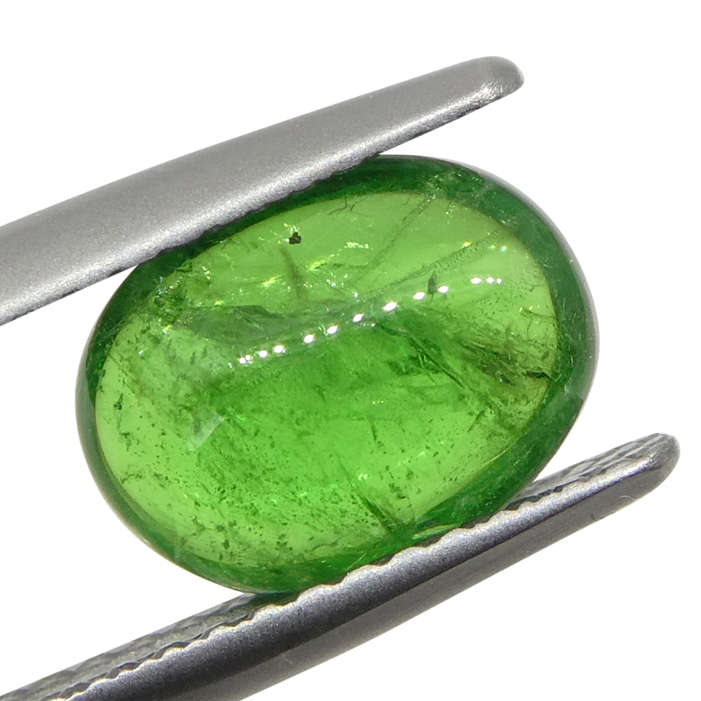 2.35ct Oval Cabochon Green Tsavorite Garnet from Kenya, Unheated - Skyjems Wholesale Gemstones